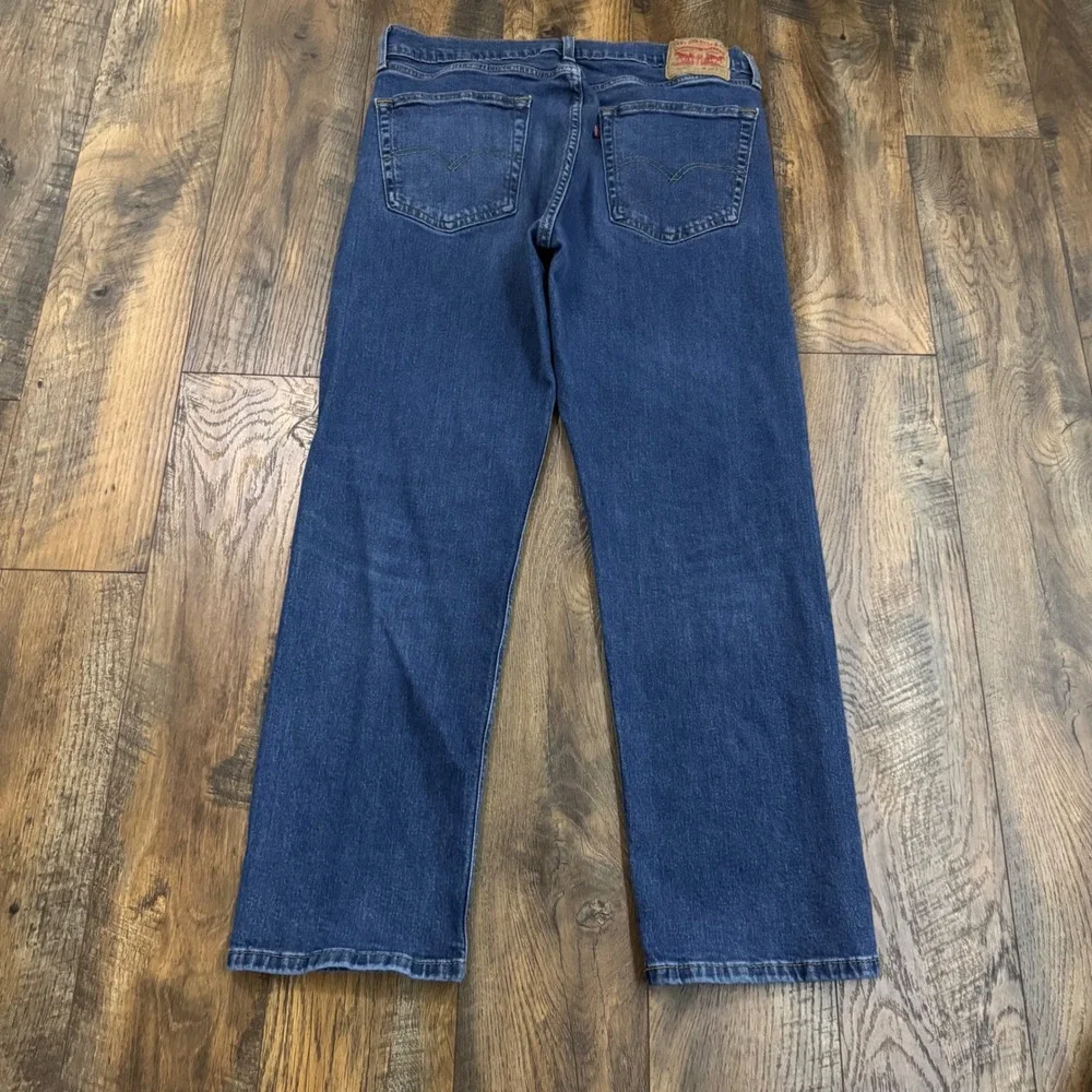 Levis 505 Regular Straight Fit Mens 36x30 Blue Medium Wash Vintage Style Denim - Picture 5 of 6
